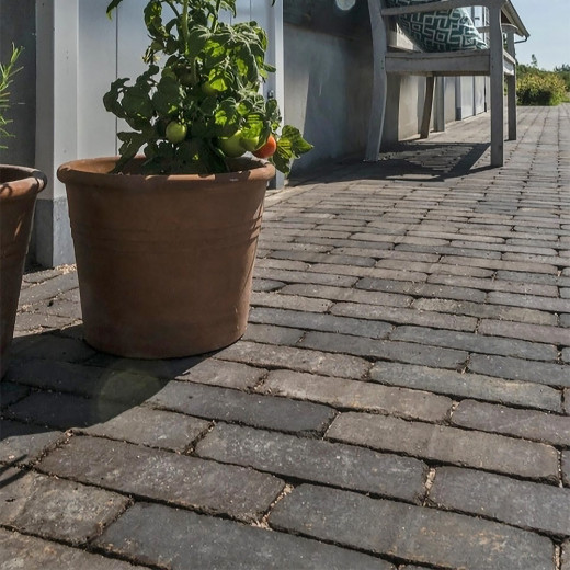 Modena Antica Pflasterklinker aus Ton, gerumpelt, braun schwarz